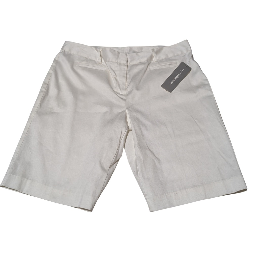 NY Collection Bermuda Shorts Women 12 White Stretch Cotton Casual Preppy NWT